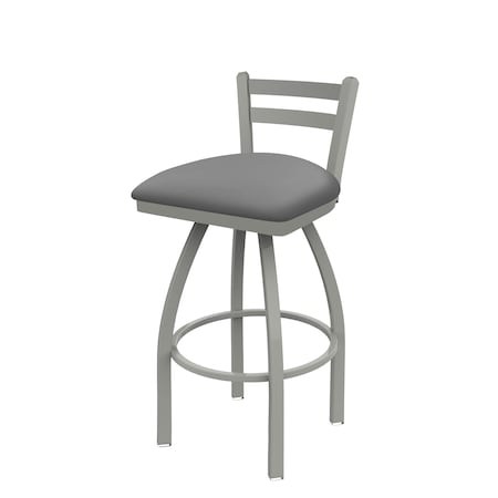 Holland Bar Stool Co 25" Low Back Swivel Counter Stool, Nickel Finish, Canter Grey Seat 41125AN007